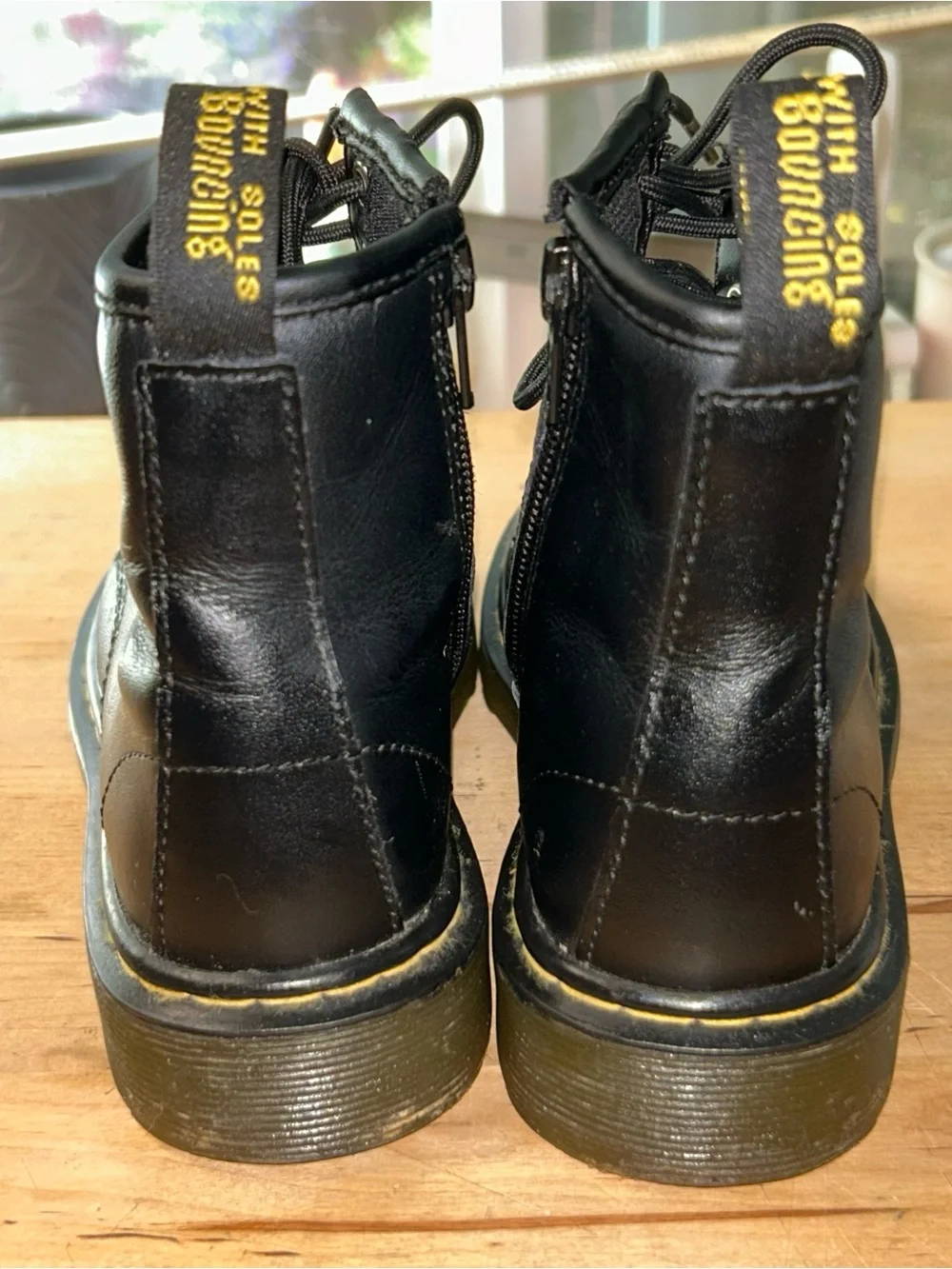 Dr. Martens toddlers Black Leather Combat Ankle Boots Lace-Up Zip US 12